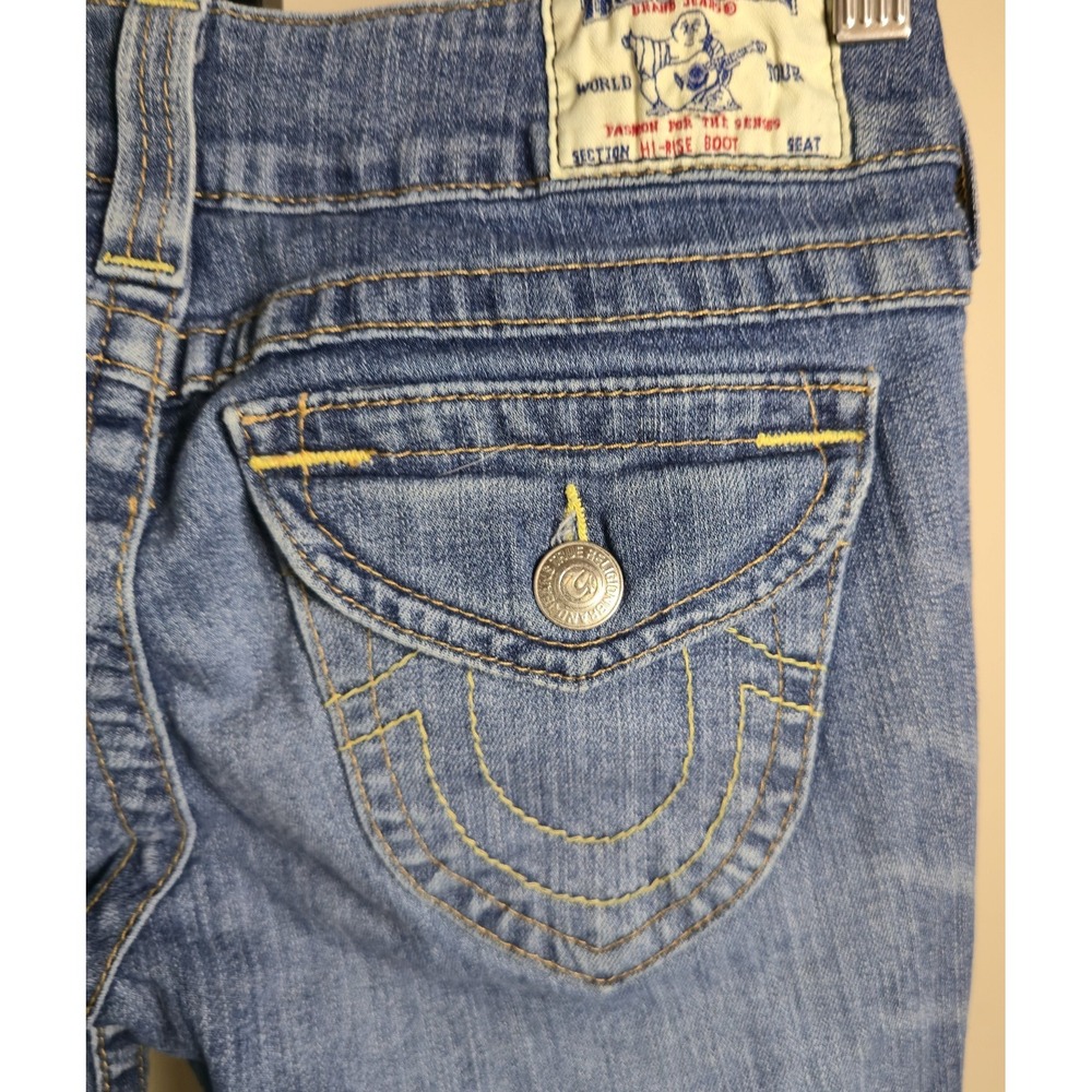 True Religion Joey Bootcut Jeans Low Rise Y2K Western Stitch Size 28 - Picture 12 of 13